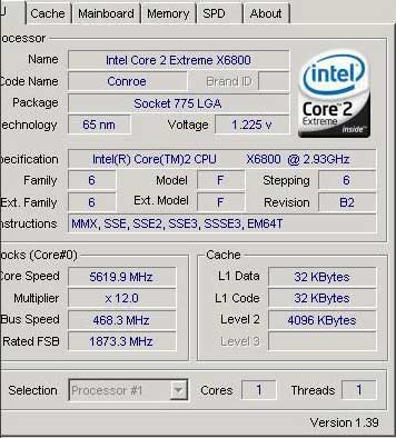 Core 2 Extreme X6800 @ 5916 MHz
