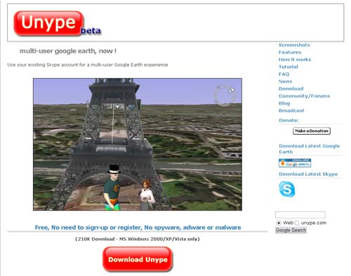 Skype+Google Earth = Unype
