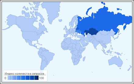 Индекс количества запросов по теме «грипп» (статистика Google).